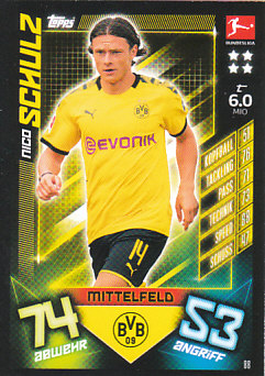 Nico Schulz Borussia Dortmund 2019/20 Topps MA Bundesliga #88